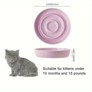 Ceramic Slow Feeder Bowl Basic Bowls for Healthy Eating Protects Cervical Spine Non-Tip Design for Kittens for Small Dog Breeds