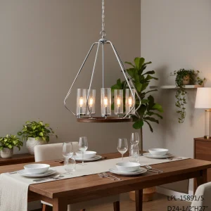 OEM ODM Modern Chandelier Nordic Dining Room Foyer Villa Lamp Geometric Metal Designer Lantern Fixture Light