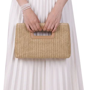 Luxury Eco-Friendly Women's Straw Handbag Ethnic Style Woven Purse for Casual Summer Vacation Evening Party Beach Portable