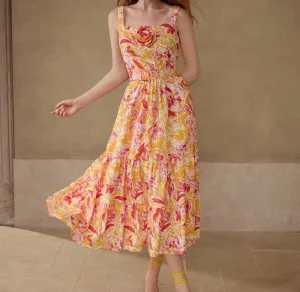 Fashion Summer Women's Clothing Boutigue New Sexy Sleeveless Printed Tops and Maxi Long A-Line Skirt