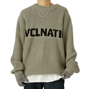 Custom Logo OEM Men's Sweater Jacquard Letter
