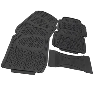 Mats de Piso de Goma Universal para Autos 4PCS-All Protección contra el Clima en Color Negro - Delante y Detrás - Ajuste Semi Personalizable Recortable