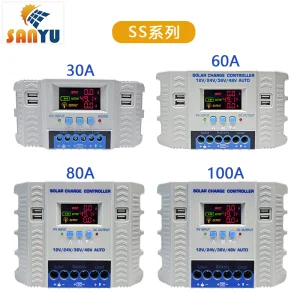 PWM Solar Charging Controller 12V 24V 36V 48V Auto 4 USB Ports Charging Current 100A 80A 60A 30A Solar Controller