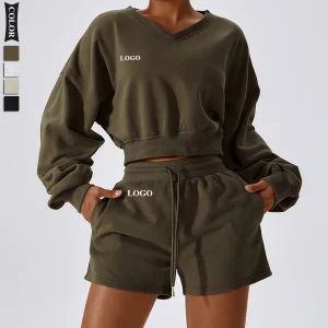 Moletom Cropped de Manga Longa para Mulheres, Pulôver Casual Solto para Atividades ao Ar Livre, Roupas de Esporte