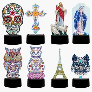 R-DP01-40 7-Color LED Lamp Cross Embroidery Mosaic Kit for DIY Diamond Painting Night Light Special Shape for Party Decorations