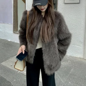 Za Ra Ladies Female Faux Fur Jacket Outwear Cropped Women Coat