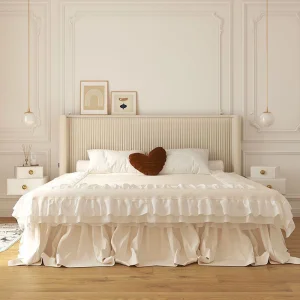 Conjunto de muebles de dormitorio moderno de cama de lujo de cuero tamaño doble rey con marco de madera contemporáneo, suite de hogar, cama queen y full