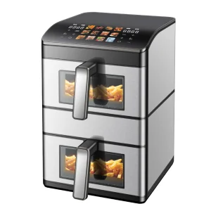 2800W Turbo Rapid Heating up and Down Double Stack Air Fryer 6L+6L Dual Zone 2 Independent Frying Baskets 100% More Efficient