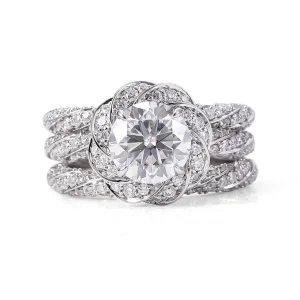 18K Solid Gold Green Moissanite Ring