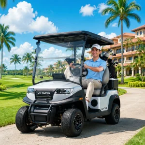 Commercial 2 Seater Passenger Sightseeing Shuttle Bus Resort Buggy Smart Premium LVTONG 48V Club Car Electric Golf Cart
