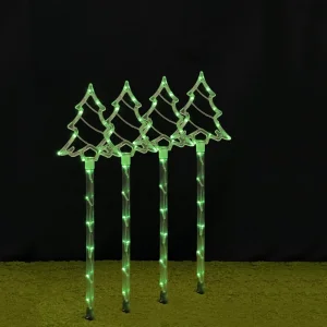Green Illuminated Christmas Outdoor Solar Garden Lights with Tree Shape