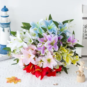 Simulated Lily Wedding Decoration Silk Artificial Flower Arrangement