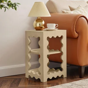 Small Side Table with Storage Shelf Wood Side Table for Small Spaces for Living Room Furniture