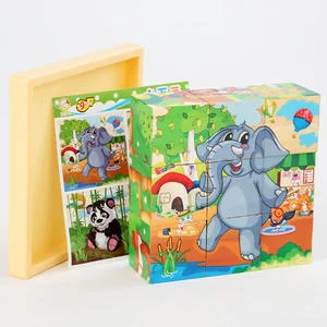 Newest Wooden Six-Sided 3D Puzzle Blocks DIY Toys for Kids Aged 5 to 7 Jigsaw Puzzles for Early Intelligence Education