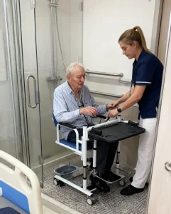 Compact Patient Transfer Lift with Integrated Potty for Home Nursing Assistance