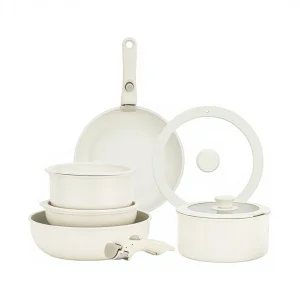 11-Piece New Chinese Style Induction Compatible Detachable Handle Non-Stick Cookware Set 430 Stainless Steel Bottom Silicone