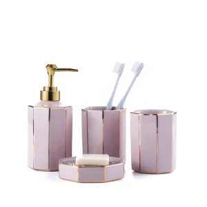 jiashun Blush Purple Geometric Ceramic Bathroom 4-Piece Set Suppliers, Companies