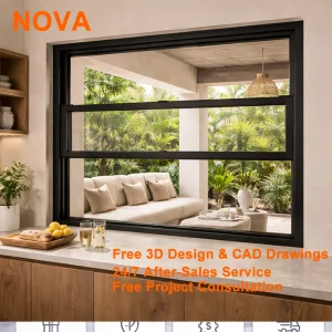 NOVA Heavy Duty Aluminum Top Hung Window Commercial Grade Awning Glass Window AS2047 Project Window for High-rise Building