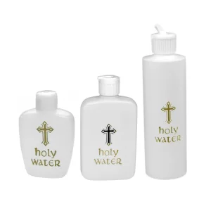 60ml Gold Cross Catholic Religious Flip Spout Lid Plastic Smart Holy Water Bottle