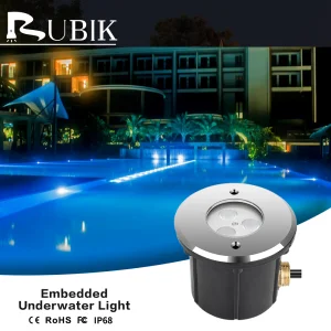 12V 9W LED Colorful Embedded Underground Pool Light 316 Stainless Steel IP68 Waterproof 2-Year Warranty 50000 Hours Lifespan