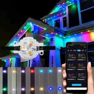 SHIJI Permanent Holiday Christmas Lights Track 30mm RGB RGBW UCS2904 12V Digital LED Pixel Dot Light Outdoor String Light