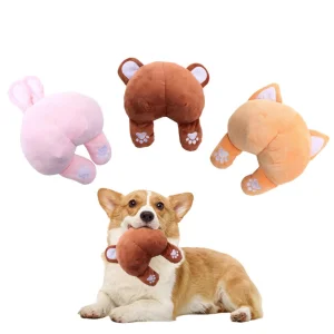 Juguete interactivo para perros de forma de trasero suave y esponjoso, con sonido, diseño creativo de suministros para mascotas