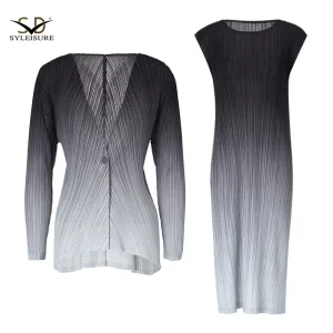 Best Women's Pleated Gradient Two - Piece Set (Cardigan + Dress) Suppliers, Service