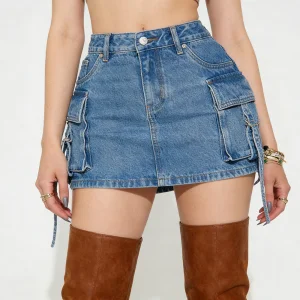 New Vintage Mid Waist Mini Denim Jean Skirt