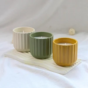 Ribbed Ceramic Candle for Aromatherapy and Decorative Home Fragrance