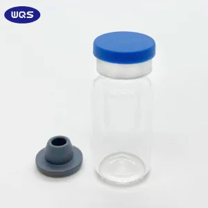 Clear Glass Vial Cosmetic Bottles with Rubber Stopper and Aluminum Plastic Cap