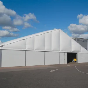 Temporary Aluminum Warehouse Tent for Equipment Storage | Gudang Aluminium Proyek Konstruksi