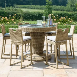 Hot Sale Outdoor Furniture Bar Counter Suit Durable Rattan Rattan Bar Stool and Chair Round Rattan Bar Set