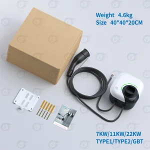 محطة شحن المركبات الكهربائية الجديدة وفقًا للمعايير الأوروبية 22kw منزلية Type2 تيار متردد 32A شحن على متن السيارة مسدس شحن محمول عبر الحدود