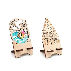 Wooden Mermaid Desktop Ornament Phone Stand
