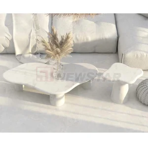 Modern Lounge Furniture Marble Side Table Irregular Cloudy Carrara White Marble Coffee Table