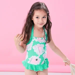 Bañador de una pieza para niña con bikini, traje de baño con volantes dobles, ropa de baño para niña