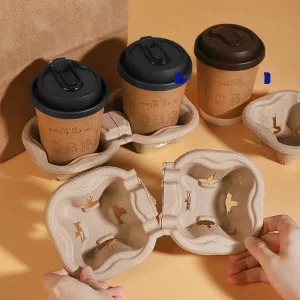 Eco-Friendly Pulp Molded Coffee Cup Carrier