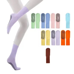Pilates Socks Yoga Dance Pilates Non-Slip Grip Crew Socks for Women Crew Cotton Workout Socks Gym Athletic Socks