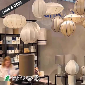Wabi Sabi Fabric Pendant Lights Home Living Room Hanging Lamp Restaurant Bedroom Zen Tea Room Chandelier Lamp