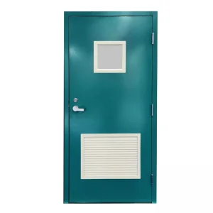 Single Leaf Fire Proof Door with Window and Louver Factory Good Price Louvered Steel Door