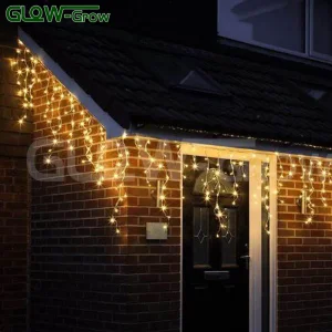 Luz de Fada Icicle LED Conectável à Prova d'Água Branco Quente IP65 para Decoração de Casa e Jardim ao Ar Livre durante as Festas