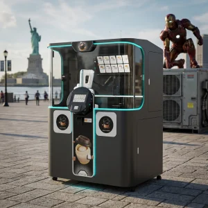 Trendy Robotic Coffee Barista Coffee Vending Machines With DIY Photo Print Hot and Ice Cube Drinks