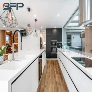 Customized White Modern Island Style Lacquer 2 Pack Kitchen Cabinets