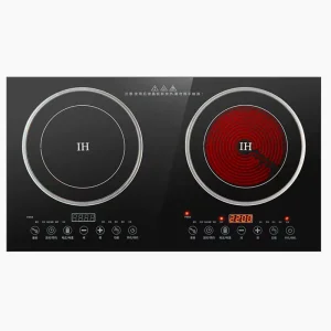 Hot Sale Built-In Double Burner 1400W Induction Cooktop with Glass Surface for Household Use