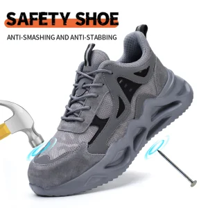 Zapatos de seguridad ligeros con punta de acero anti-perforación para hombres
