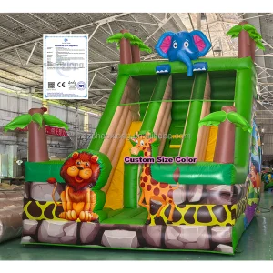 Kids Commercial Party Rental Inflatable Animal Themes Jumping Castle Combo Double Lanes Slides Inflatable Slide with Blower