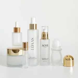 Frosted Gold Top Glass Lotion Bottle