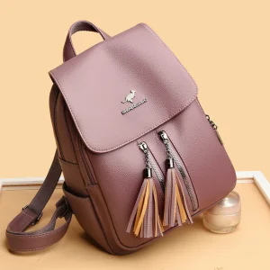 PU Leather Luxury Women Zipper Backpack