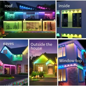 DMX512 15m 30 Luz RGB Pedra Preciosa Permanente Natal Pixel Luz Exterior à Prova d'Água Beiral Fita Inteligente LED Ponto Luz