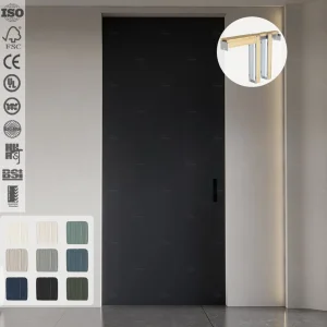 USA Approved Custom Apartment Contemporary Pocket Doors Sound Insulation Wooden Pocket Doors Interior Black Pocket Door